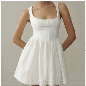 BHLDN White Square-Neck Mini Dress with Gathered Skirt